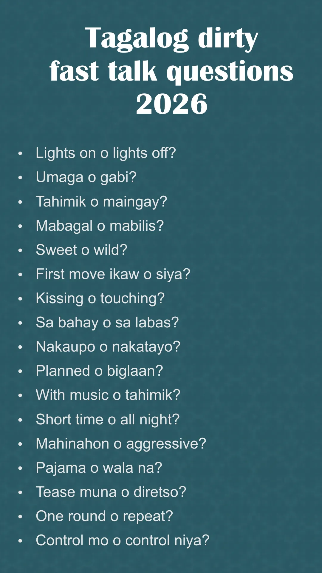 Tagalog Dirty Fast Talk Questions Spg 2026