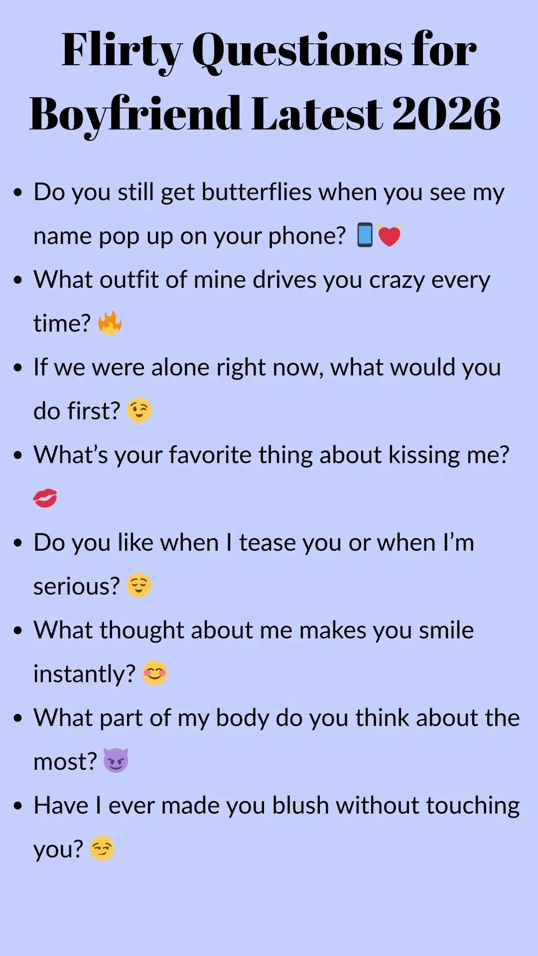 Latest Flirty Best Questions For Boyfriend 2025 2026